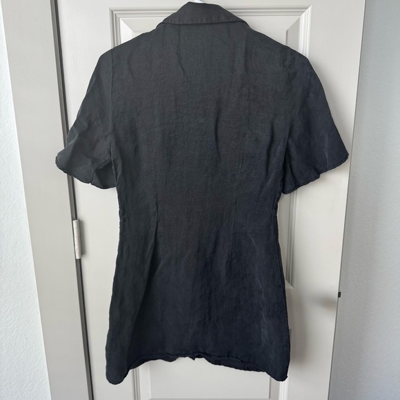 Zara black button down shirt collared mini dress size small - Picture 6 of 6